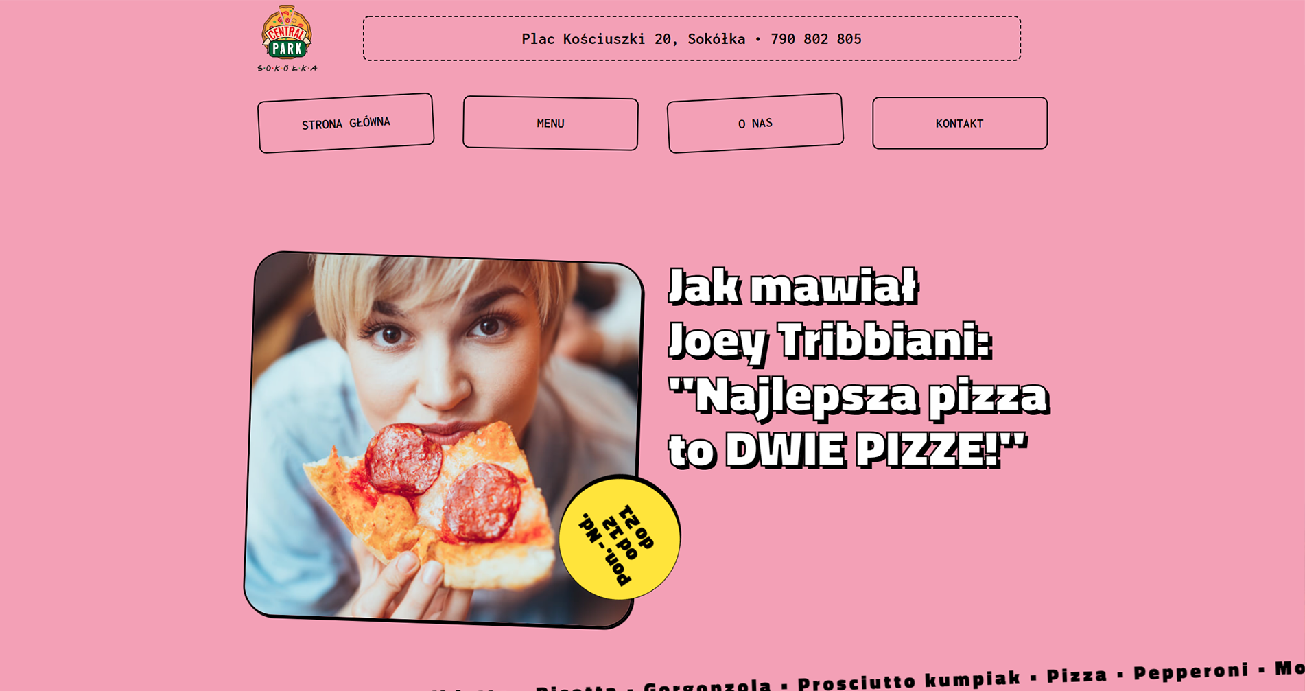 Strona internetowa Park Pizza
